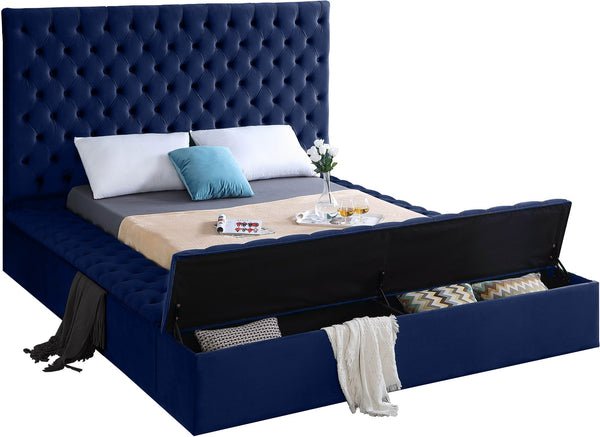 Randal King Bed In Navy Velvet