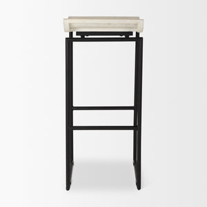 Givens 14.0L x 15.8W x 31.8H Natural Wood W/Black Metal Frame Bar Stool