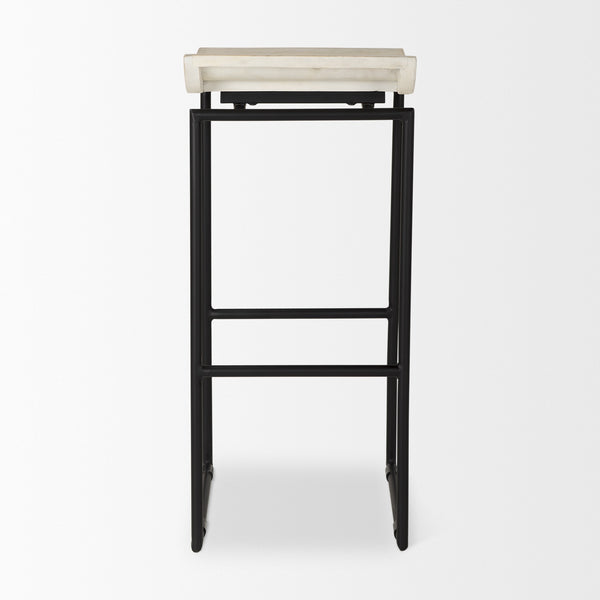 Givens 14.0L x 15.8W x 31.8H Natural Wood W/Black Metal Frame Bar Stool