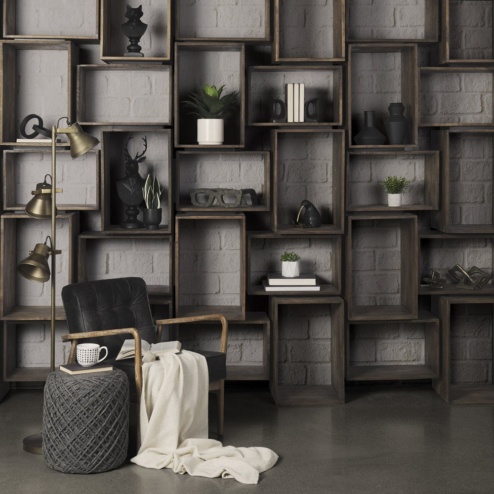 Simul Brown Wood 2 Shelves Modular Shelving Unit