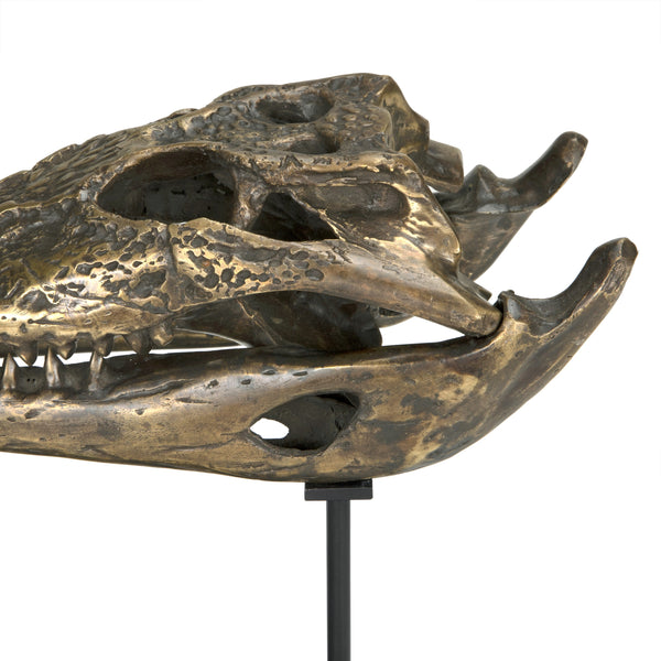 Brass Alligator On Stand, Medium