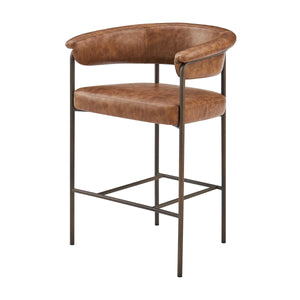 Kaiden KD Faux Leather Counter Stool, Antique Cigar Brown 