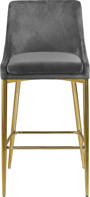Lynette Stool In Grey Velvet and Gold
