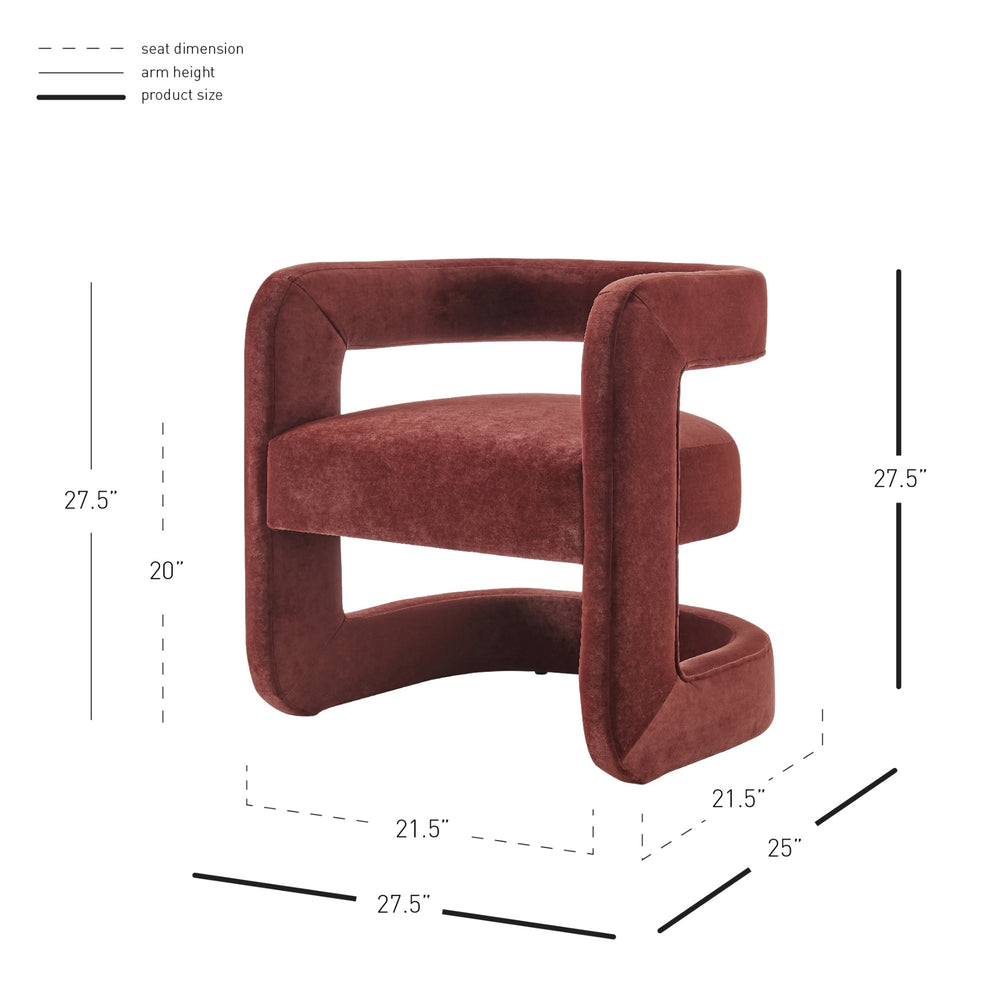 Althea Velvet Accent Arm Chair, Dainty Maroon
