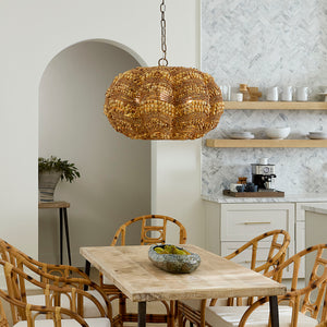 Clamshell Wood Beaded 4-Light Small Chandelier