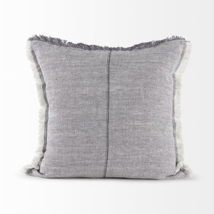 Thais 20L x 20W Blue and Cream Fringed Decorative Pillow Cover