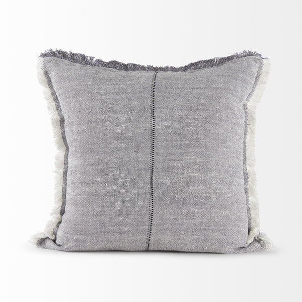 Thais 20L x 20W Blue and Cream Fringed Decorative Pillow Cover