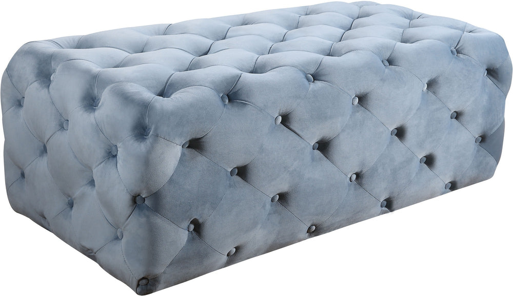 Debbie Ottoman/Bench In Sky Blue Velvet