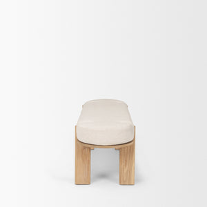 Sohan Light Brown Elm Wood w/ Oatmeal Fabric Bench