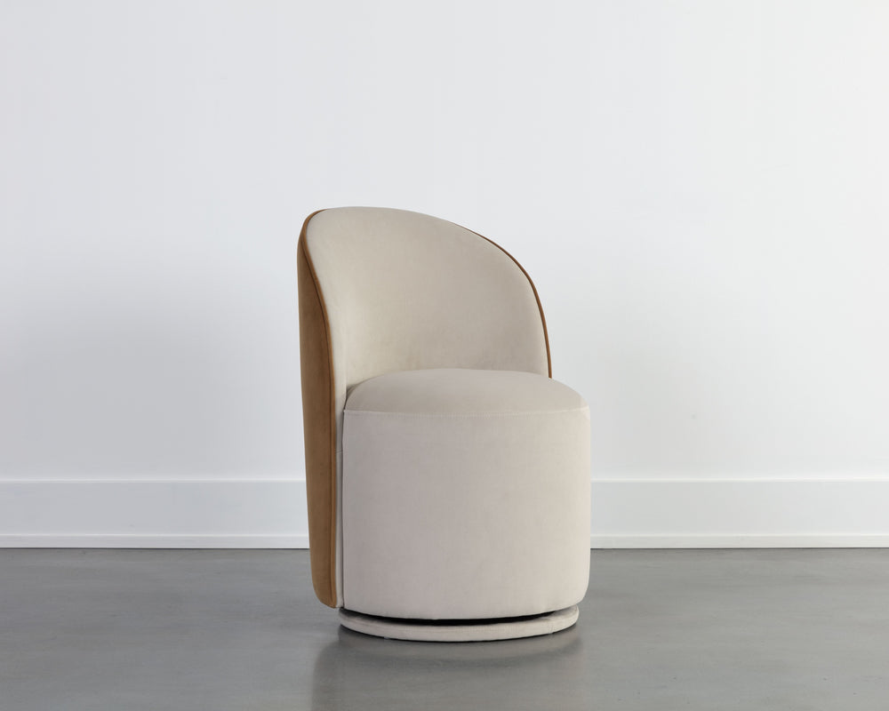 CAVOLI SWIVEL DINING CHAIR - MEG TAUPE / MEG GOLD