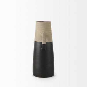 Garand Medium 15H Two-Toned Black/Natural Ceramic Jug