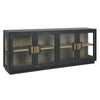 Larson Solid Wood 4 Door Cabinet with Glass Panels - Carbon Black