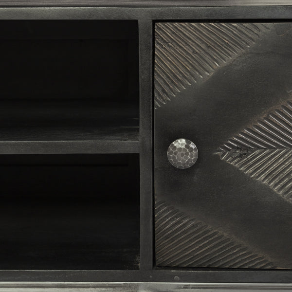 Hogarth I Dark Brown Solid Wood TV Stand Media Console with Storage, TV up to 81"