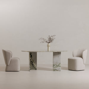 Celia Oval Dining Table in Green Onyx Marble
