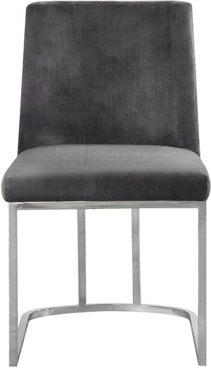 Rick Dining Chair In Grey Velvet and Chrome