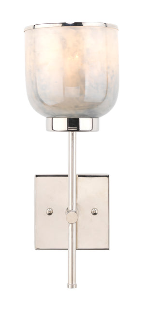 Vapor Single Sconce, Nickel and Blue Opal Metallic Glass