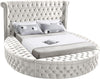 Lorena King Bed In Cream Velvet