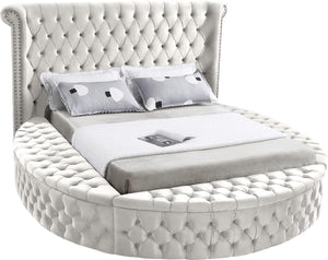 Lorena King Bed In Cream Velvet