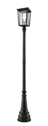 Seoul 2 Light Outdoor Post Mounted Fixture in Oil Rubbed Bronze Finish