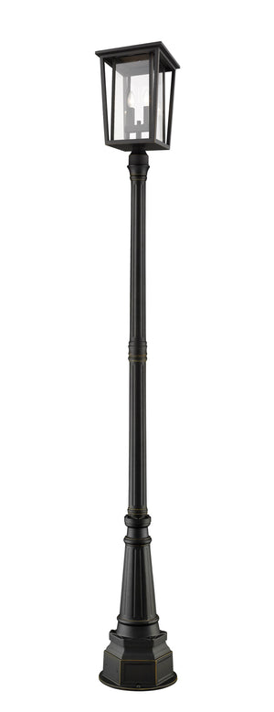 Seoul 2 Light Outdoor Post Mounted Fixture in Oil Rubbed Bronze Finish