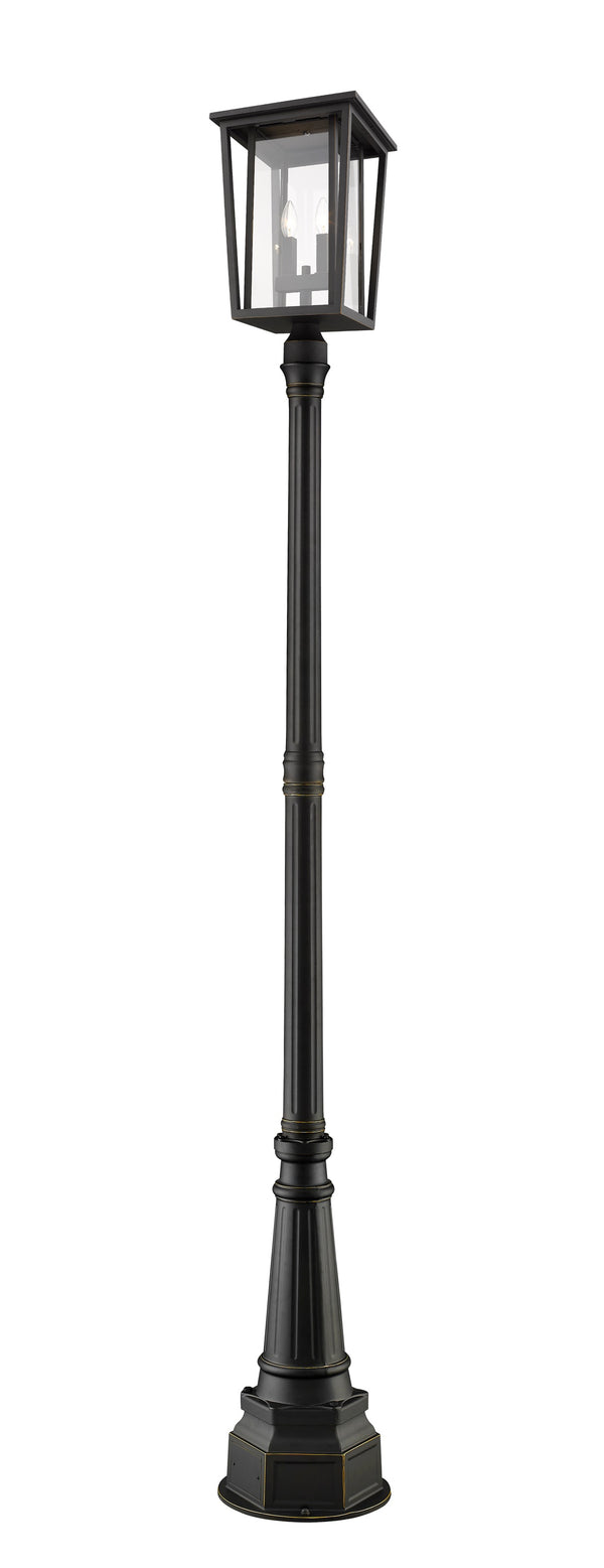 Seoul 2 Light Outdoor Post Mounted Fixture in Oil Rubbed Bronze Finish