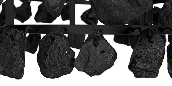 Vulcan Chandelier, Black Steel with Black Glass