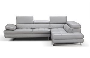 Eliza Italian Leather Sectional Light Grey In Right Hand Facing