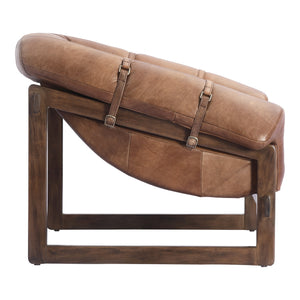 Moe's Bellos Accent Chair in Top-Grain Brown Leather