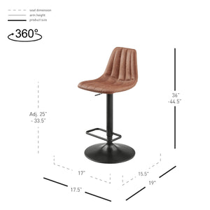 Robert KD PU Gaslift Swivel Bar Stool, Umber Brown