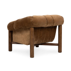 Sansa Upholstered Accent Chair with Oak Wood Arms - Bronze