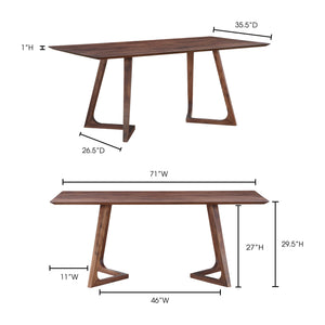 Moe's Godenza Rectangular Walnut Dining Table
