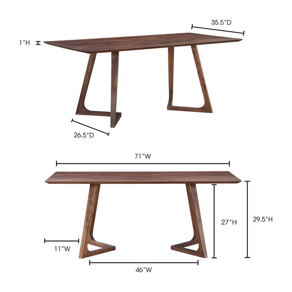 Moe's Godenza Rectangular Walnut Dining Table
