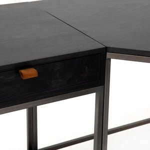 Trey Desk System With Filing Credenza in Black Wash