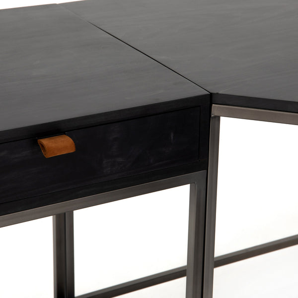 Trey Desk System With Filing Credenza in Black Wash