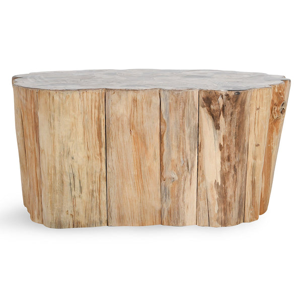 Norwest Solid Wood Coffee Table with Teak & Petrified Wood