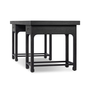 Avedon Desk In Aged Black Oak And Aged Black Oak Veneer And Brass Patina