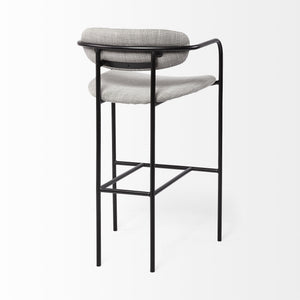 Parker Gray Fabric Seat Black Metal Bar Stool