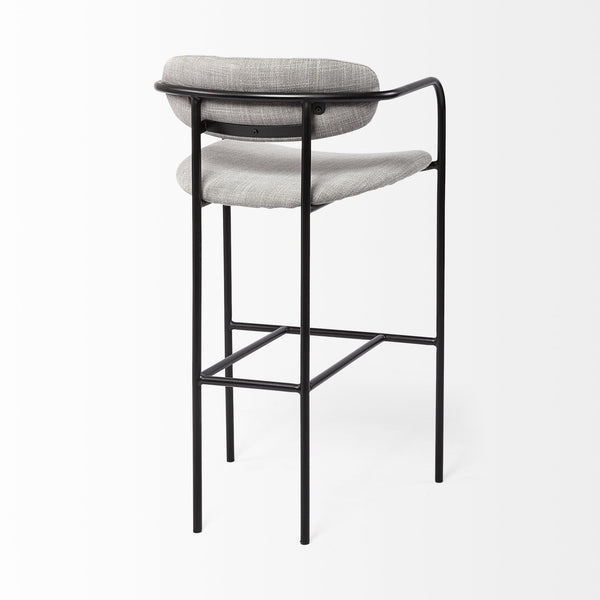 Parker Gray Fabric Seat Black Metal Bar Stool