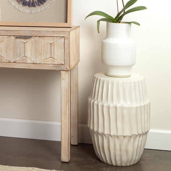 Algae Ceramic Indoor/Outdoor Side Table, White