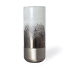Baltic I Tall White Brushed Silver Metal Bottom Glass Vase