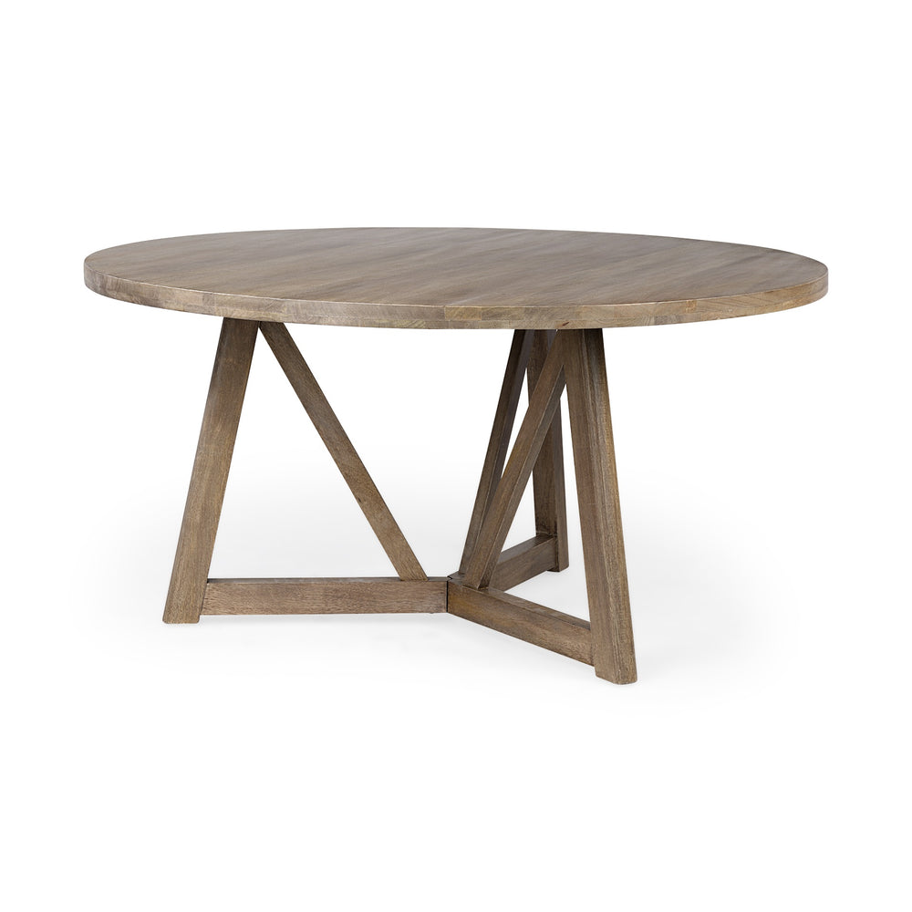 Legolas I 60" Round Brown Solid Wood Top & Base Dining Table