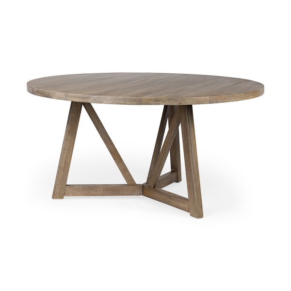 Legolas I 60" Round Brown Solid Wood Top & Base Dining Table