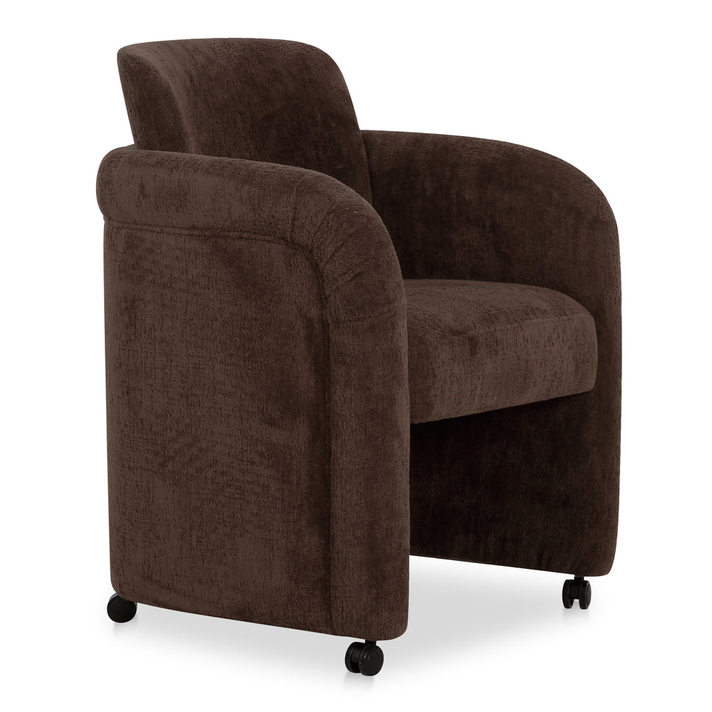 Moe's Mesto Rolling Dining Chair Dark Brown