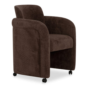 Moe's Mesto Rolling Dining Chair Dark Brown