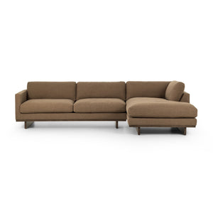 Everly 2-Piece Sectional In Antwerp Cafe And Terra Brown Parawood