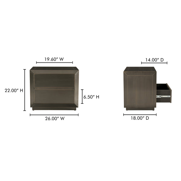 Moe's Dawson Nightstand in Deep Bronze
