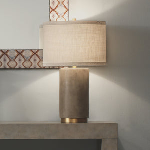 Mortar Cement Table Lamp with Linen Shade