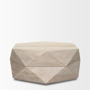 Arreto Hexagonal Hinged Solid Wood Top and Base Coffee Table