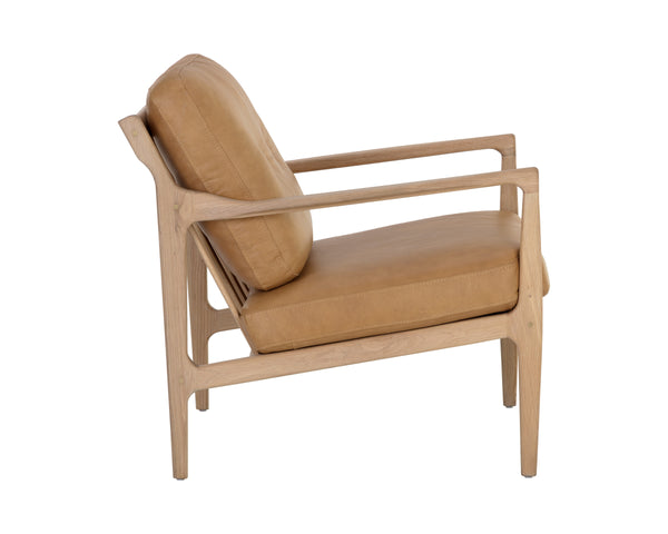 GILMORE LOUNGE CHAIR - LIGHT OAK - SAHARA CAMEL LEATHER