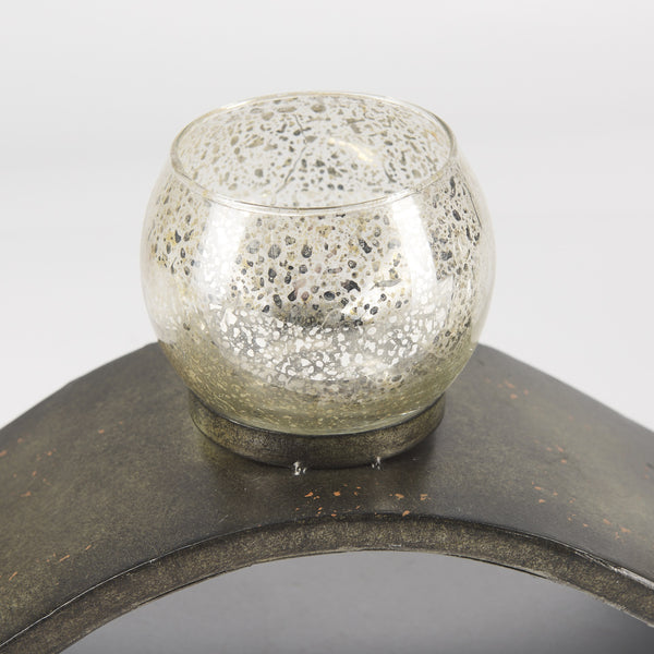 Lux Copper Metal Five Hurricane Glass Holder Table Candle Holder